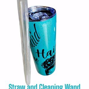 Mermaid Hair Don't Care 20 oz Skinny Tumbler, Stainless Steel, Aqua, Teal, Blue